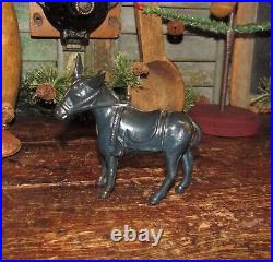 Original Antique Vtg Cast Iron Blue Arcade Mule Donkey Horse Still Penny Bank