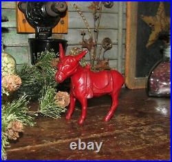 Original Antique Vtg Cast Iron Red Arcade Mule Donkey Horse Still Penny Bank NR