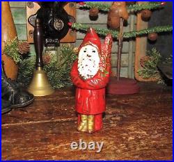 Original Antique Vtg Cast Iron Wing Hubley Santa Claus with Tree Still Penny Bank