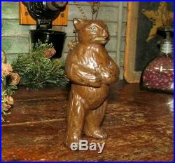 Original Antique Vtg Hubley Angry Mean Standing Bear Cast Iron Still Penny Bank