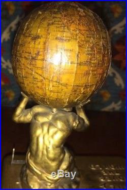 Original Atlas Cast Iron Mechanical Bank Globe Money Moves The World