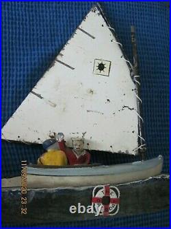 Original & Authentic Cat Boat Mechanical Bank Cast Iron Made In USA