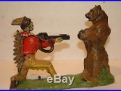 Original Bear Hunt Cast Iron Mechanical Bank, Exceptional Paint & Action