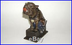 Original Bull Dog Cast Iron Mechanical Bank 1880's NO RESERVE (DAKOTApaul)