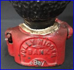 Original C. 1900 Cast Iron Working Mechanical Jolly N Bank Box Made In USA