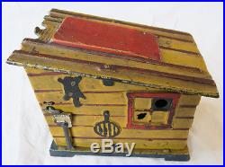 Original Cast Iron Cabin Mechanical Bank 1885 Patent J&E Stevens Vtg Old Antique