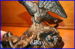 Original Cast Iron Eagle & Eaglets Mechanical Bank by J & E Stevens cir 1883