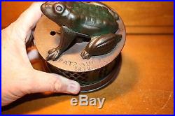 Original Cast Iron Frog on Round Base Mechanical Bank by J & E Stevens cir 1872
