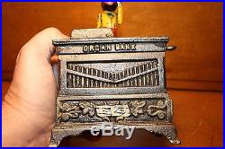 Original Cast Iron Monkey Organ Mechanical Bank by Kyser & Rex c. 1881