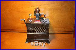 Original Cast Iron Organ Mechanical Bank Boy & Girl by Kyser & Rex c. 1882