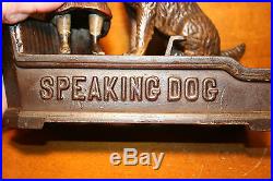 Original Cast Iron Speaking Dog Mechanical Bank by J & E Stevens c. 1885
