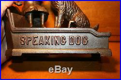 Original Cast Iron Speaking Dog Mechanical Bank by Shepard Hardware c. 1885