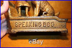 Original Cast Iron Speaking Dog Mechanical Bank by Shepard Hardware c. 1885