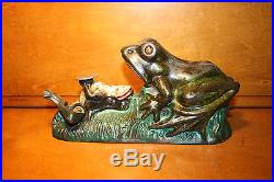 Original Cast Iron TWO FROGS or Toads Mechanical Bank by J & E Stevens c. 1882