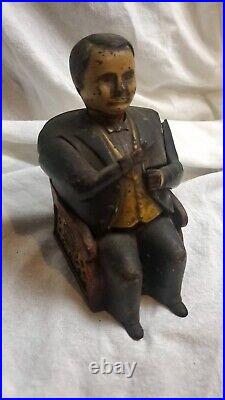 Original Cast Iron Tammany Mechanical Bank by J & E Stevens 1873 Little Fat Man