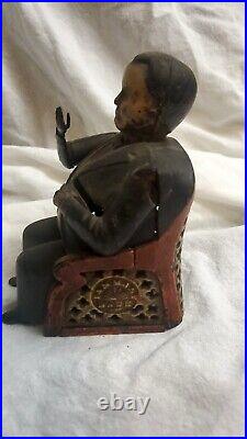 Original Cast Iron Tammany Mechanical Bank by J & E Stevens 1873 Little Fat Man