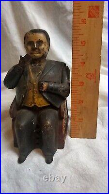 Original Cast Iron Tammany Mechanical Bank by J & E Stevens 1873 Little Fat Man