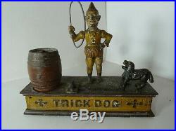 Original Cast Iron Trick Dog Mechanical Bank 1888 Antique