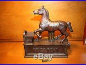 Original Cast Iron Trick Pony Mechanical Bank by Shepard Hardware c. 1885 w Key