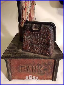 Original Cast Iron Uncle Sam Mechanical Bank Pat. 1886 Original Paint