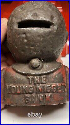 Original Cast Iron Young Nigger Bank. Vintage 1880-90