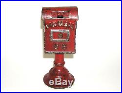 Original Dent Airmail Mailbox On Pedestal Cast Iron Bank NO RESERVE DAKOTApaul