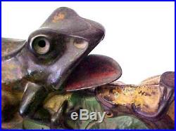Original J. & E. Stevens Two Frogs Cast Iron Mechanical Bank