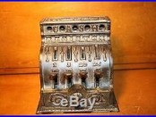 Original Nickel Cast Iron CRESCENT Cash Register Mechanical Bank cir. 1900