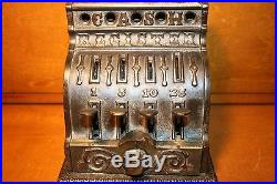 Original Nickel Cast Iron CRESCENT Cash Register Mechanical Bank cir. 1900