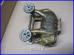 Original Old Cast Iron Elephant Bank On Wheels Childs Childrens Toy