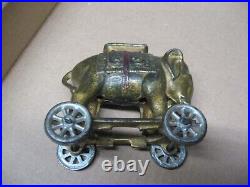 Original Old Cast Iron Elephant Bank On Wheels Childs Childrens Toy