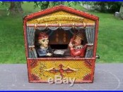 Original Painted 1884 Antique Cast Iron Punch and Judy Mechanical Bank
