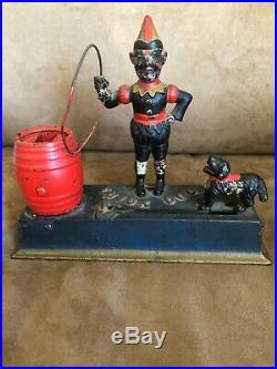 Original Painted Antique Cast Iron Trick Dog Mechanical Bank by Hubley
