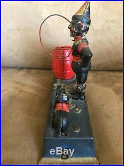 Original Painted Antique Cast Iron Trick Dog Mechanical Bank by Hubley