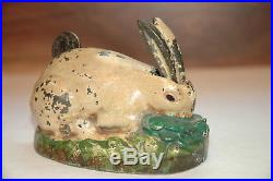 Original Rabbit In Cabbage Cast Iron Mechanical Bank, Beautiful Paint No Res