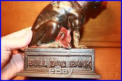 Original Victorian Cast Iron Bull Dog Mechanical Bank by J & E Stevens cir 1880