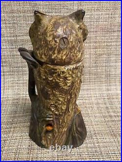 Owl Cast Iron Turning Head Mechanical Bank By J & E Stevens