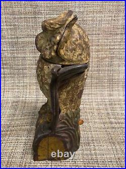 Owl Cast Iron Turning Head Mechanical Bank By J & E Stevens