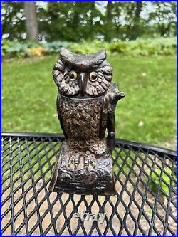 Owl Turns Head (Original Antique 1880) Cast Iron Mechanical Bank