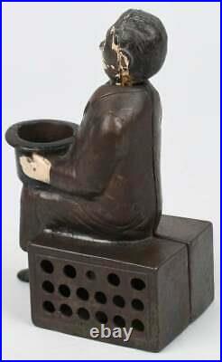 PEG LEG BEGGAR CAST IRON MECHANICAL BANK Rare 1880 H L Judd Mfg Co Antique Toy
