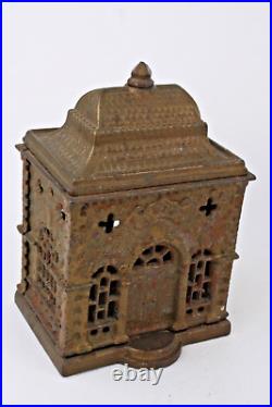 Pat 1875 J & E Stevens Cast Iron Roof Bank Penny Savings Antique Still Bank Pat 1875 J & E Stevens Cast Iron Roof Bank Penny Savings Antique Still Bank