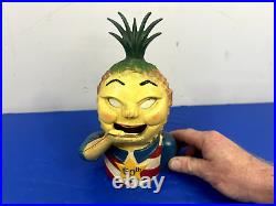 Penny Pineapple Cast Iron Mechanical Bank Hawaii 50th State Original Paint Works