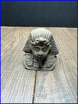 Pharoahs Head Egyptian Cast Iron Figural Bank Detailed Face