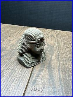 Pharoahs Head Egyptian Cast Iron Figural Bank Detailed Face