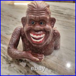Piggy Bank Happy Sasquatch Vintage Rare Cast Iron Eats Coins Eyes Move
