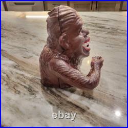 Piggy Bank Happy Sasquatch Vintage Rare Cast Iron Eats Coins Eyes Move