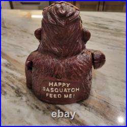 Piggy Bank Happy Sasquatch Vintage Rare Cast Iron Eats Coins Eyes Move
