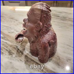 Piggy Bank Happy Sasquatch Vintage Rare Cast Iron Eats Coins Eyes Move