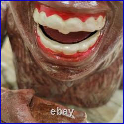 Piggy Bank Happy Sasquatch Vintage Rare Cast Iron Eats Coins Eyes Move