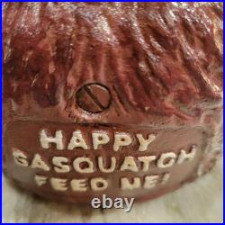 Piggy Bank Happy Sasquatch Vintage Rare Cast Iron Eats Coins Eyes Move
